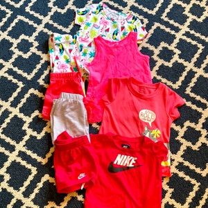 4 sets of T-shirts and shorts. Nike and Carter’s brand